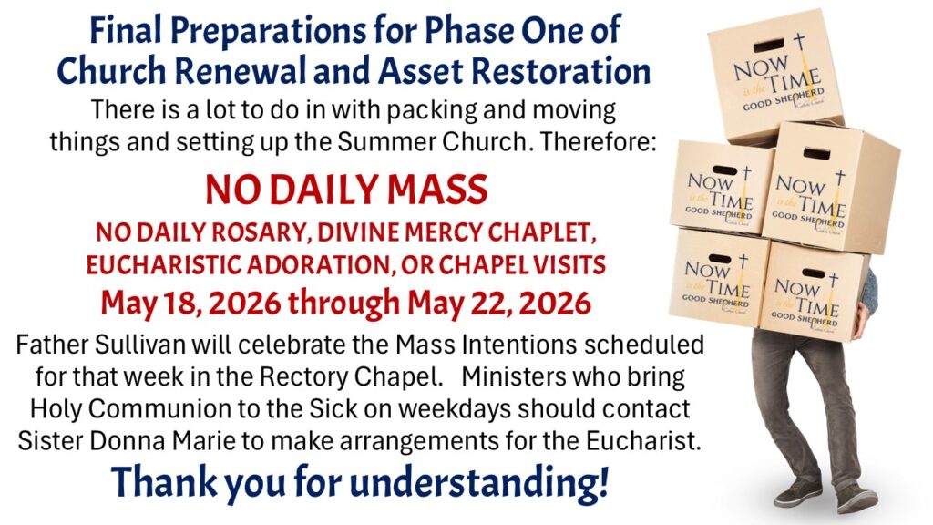 No Daily Mass — May 18-22, 2026